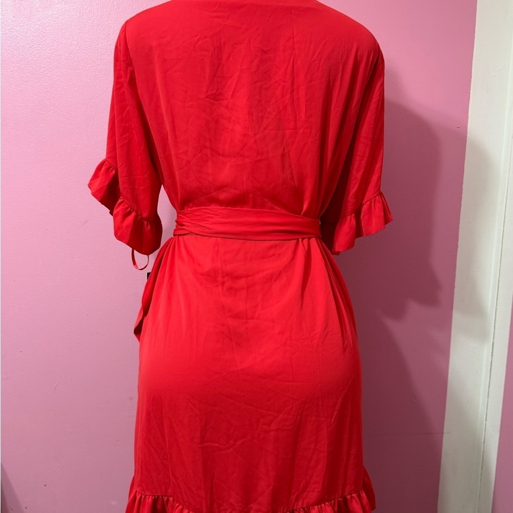Gianni Bini red wrap dress for women, size L, V-neck, short sleeves - Picture 2 of 4